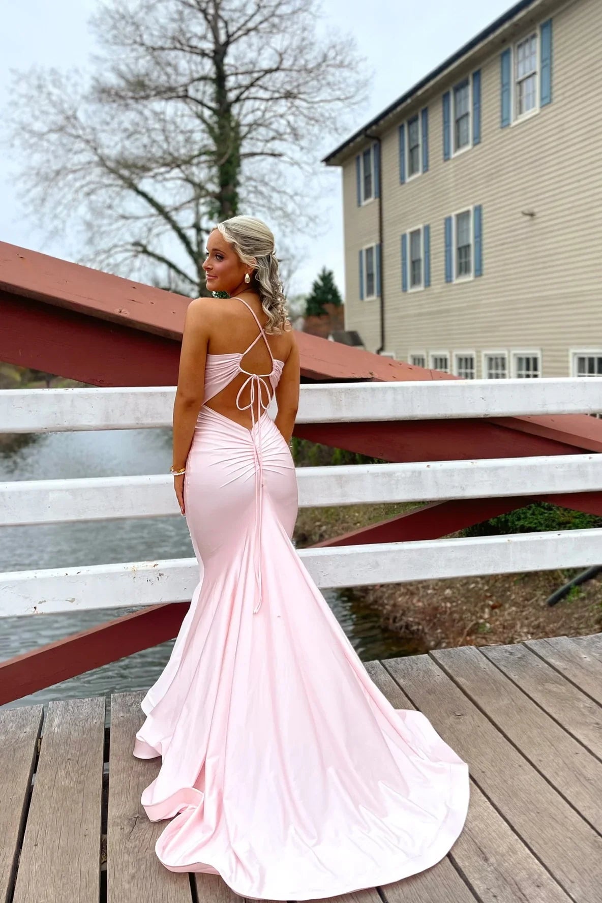 Mermaid Lace Lace-Up Back Floor-Length Evening Dress - Chloe Dress