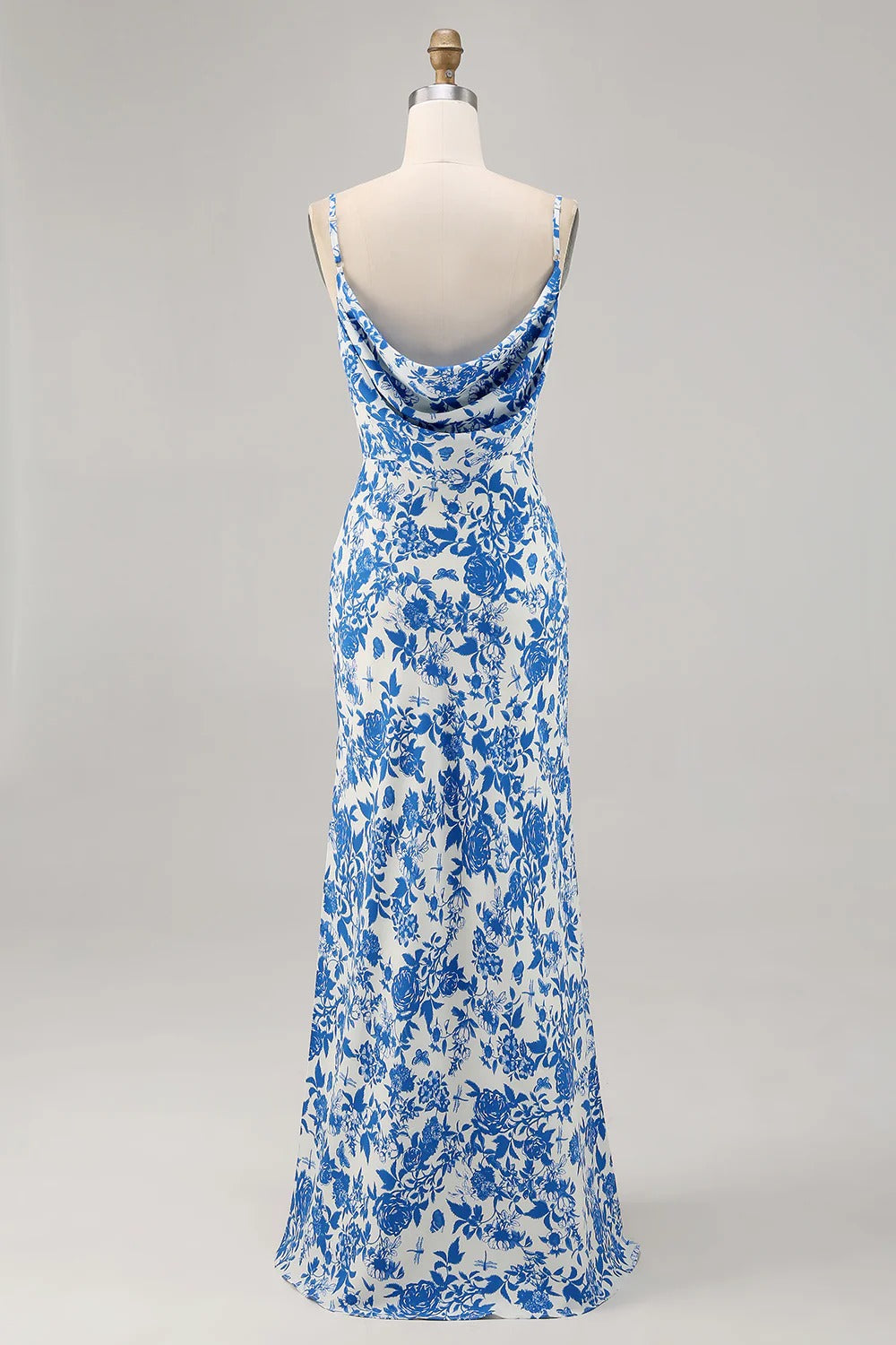Cowl Neck Satin High Slit Floor-Length Dress - Chloe Dress