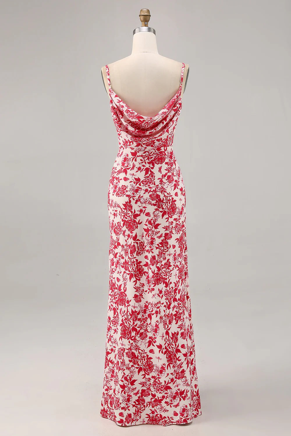 Cowl Neck Satin High Slit Floor-Length Dress - Chloe Dress