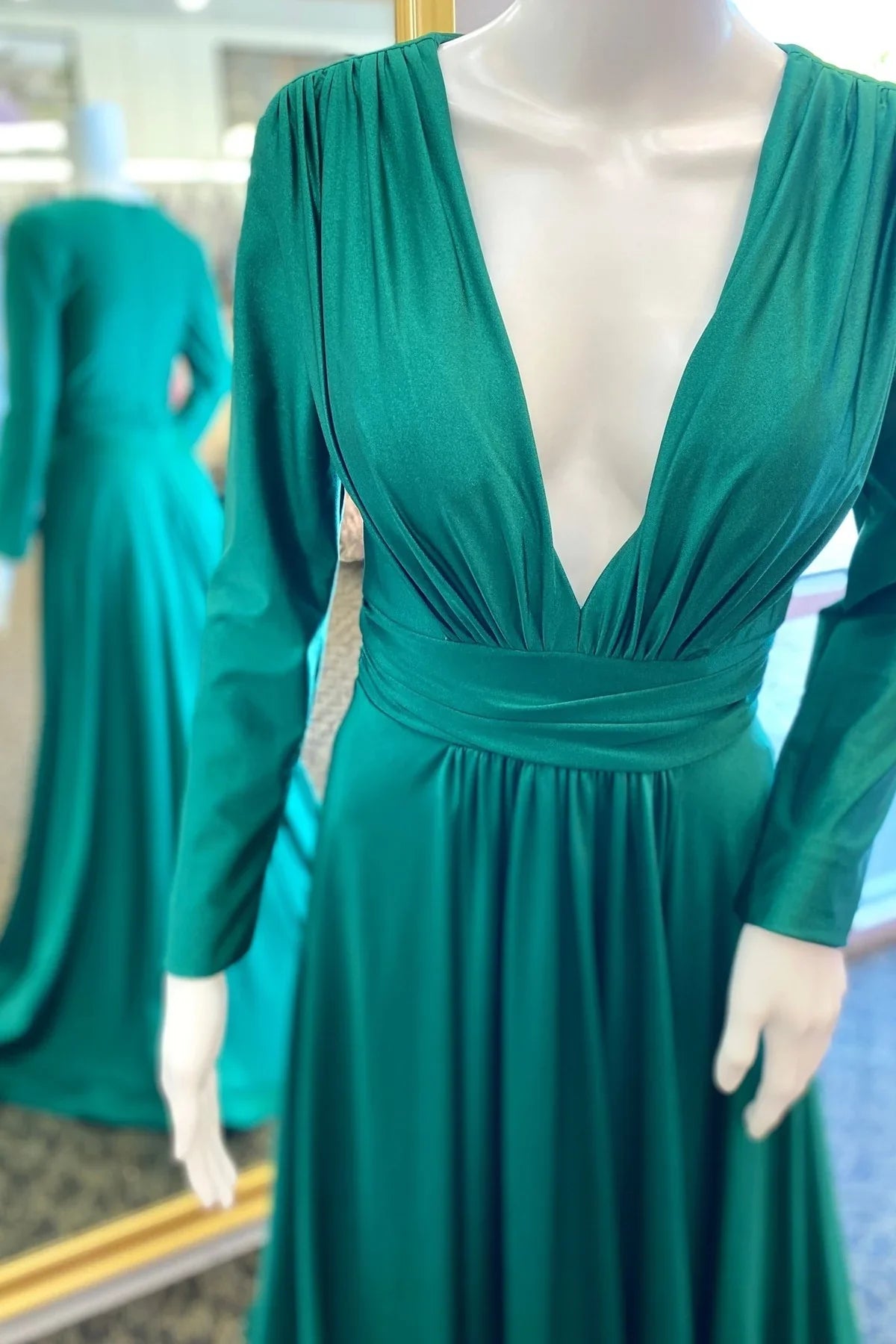 A-Line V-Neck Floor-Length Evening Dress - Chloe Dress