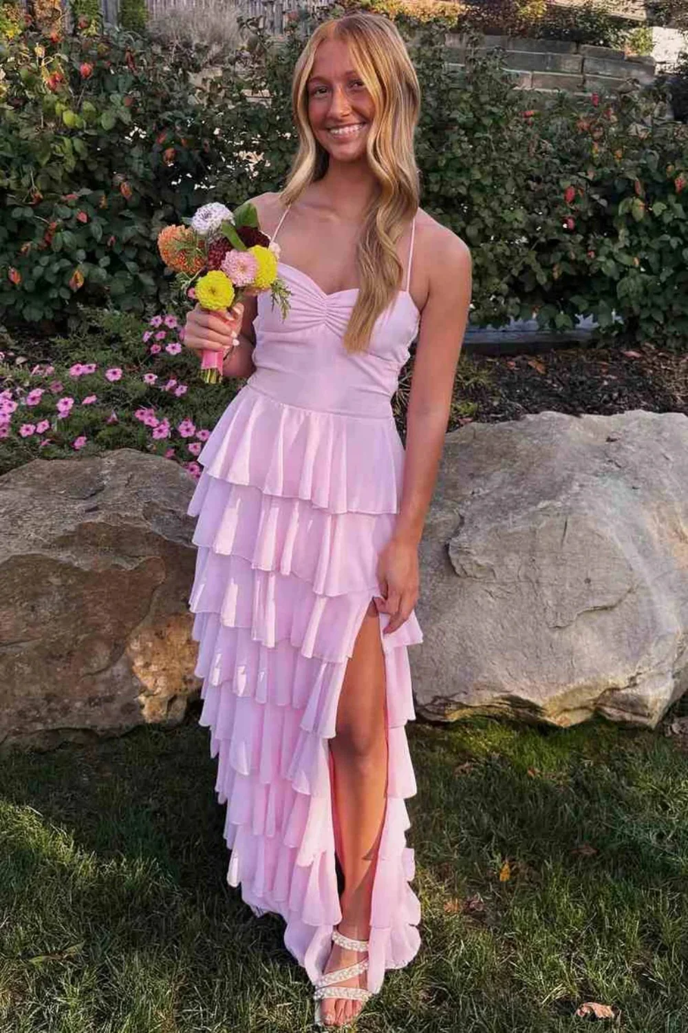 Sweetheart Chiffon High Slit Floor-Length Evening Dress - Chloe Dress