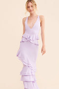 Sheath V-Neck Chiffon Sleeveless Ruffled Floor-Length Evening Dress - Chloe Dress