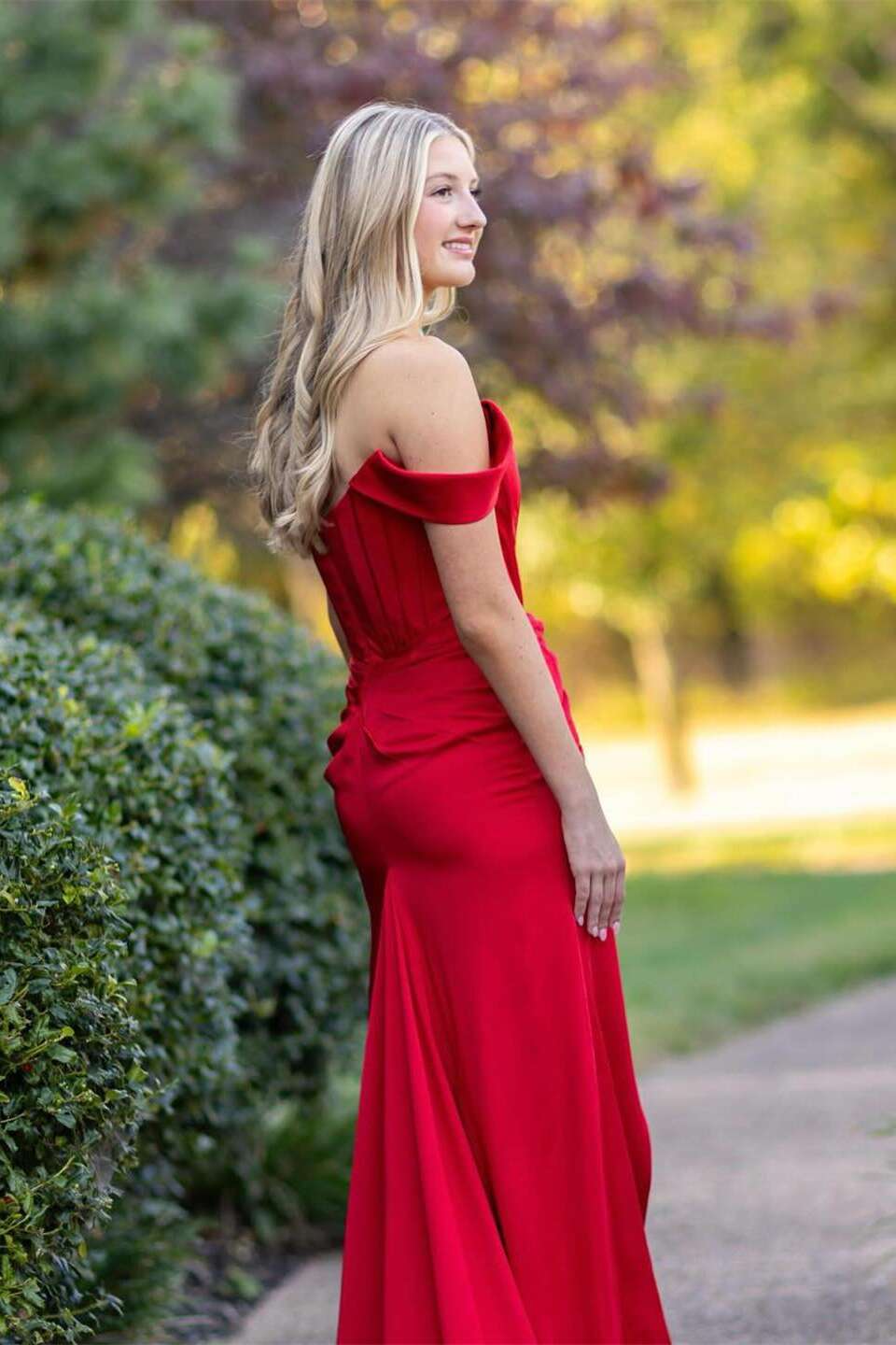 Mermaid Off-Shoulder Lace-Up Back Floor-Length Prom Dress - Chloe Dress
