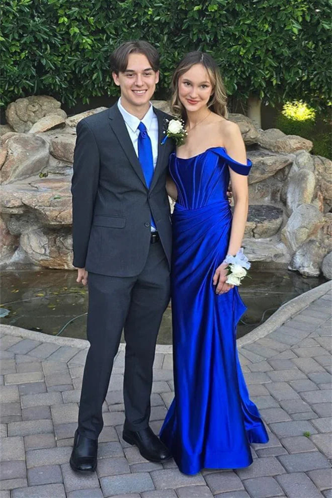 Mermaid Off-Shoulder Lace-Up Back Floor-Length Prom Dress - Chloe Dress