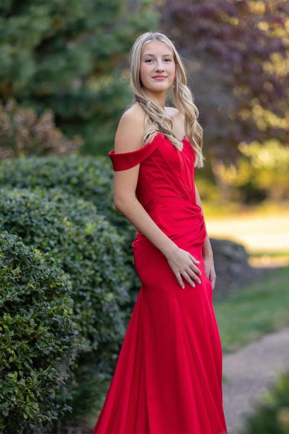 Mermaid Off-Shoulder Lace-Up Back Floor-Length Prom Dress - Chloe Dress