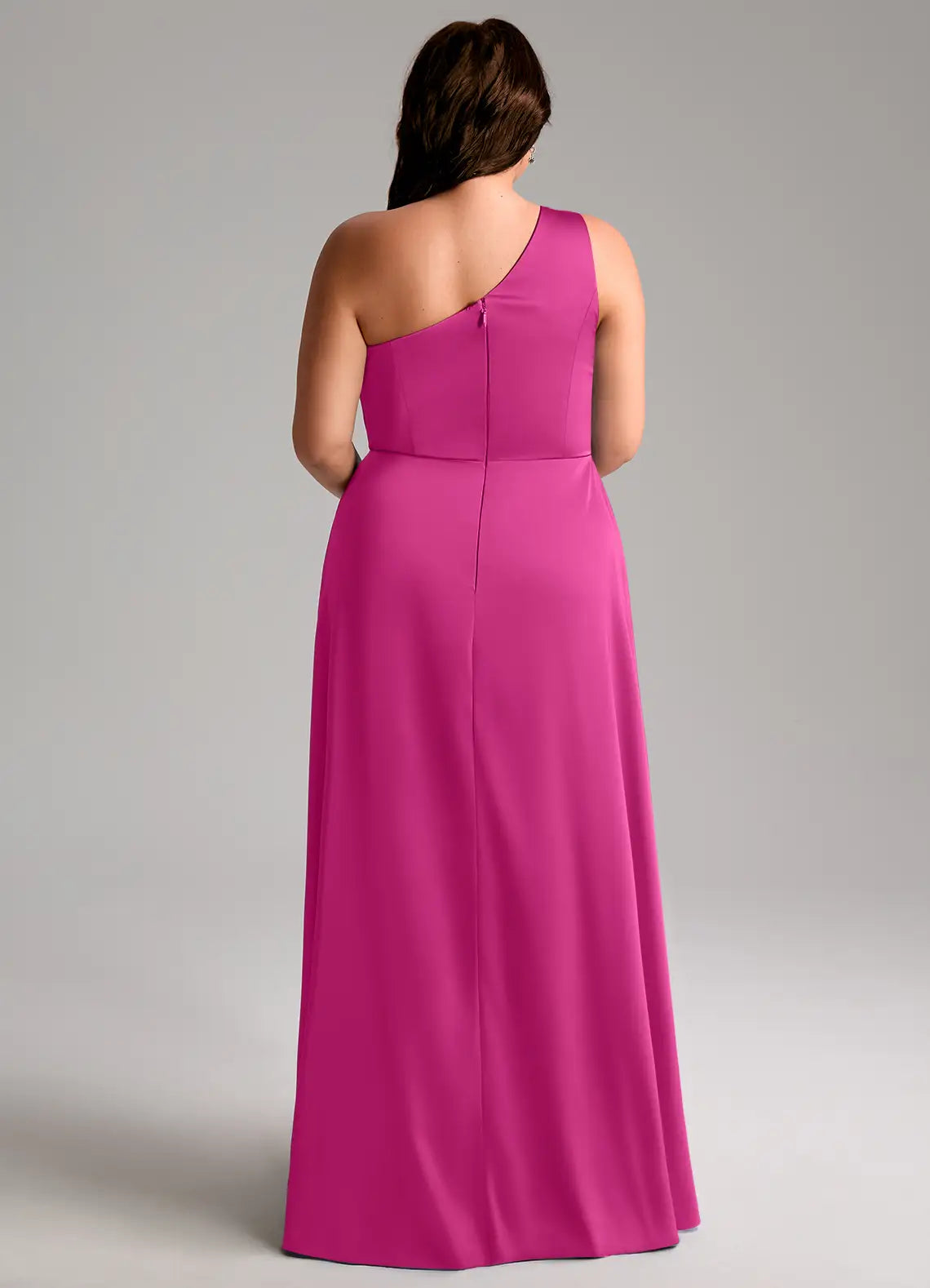 A-Line One-Shoulder Satin High Slit Wedding Dress - Chloe Dress
