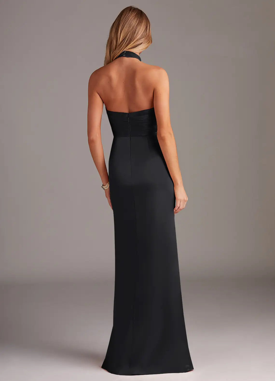 Mermaid Halter Satin Sleeveless Open Back Floor-Length Wedding Dress - Chloe Dress