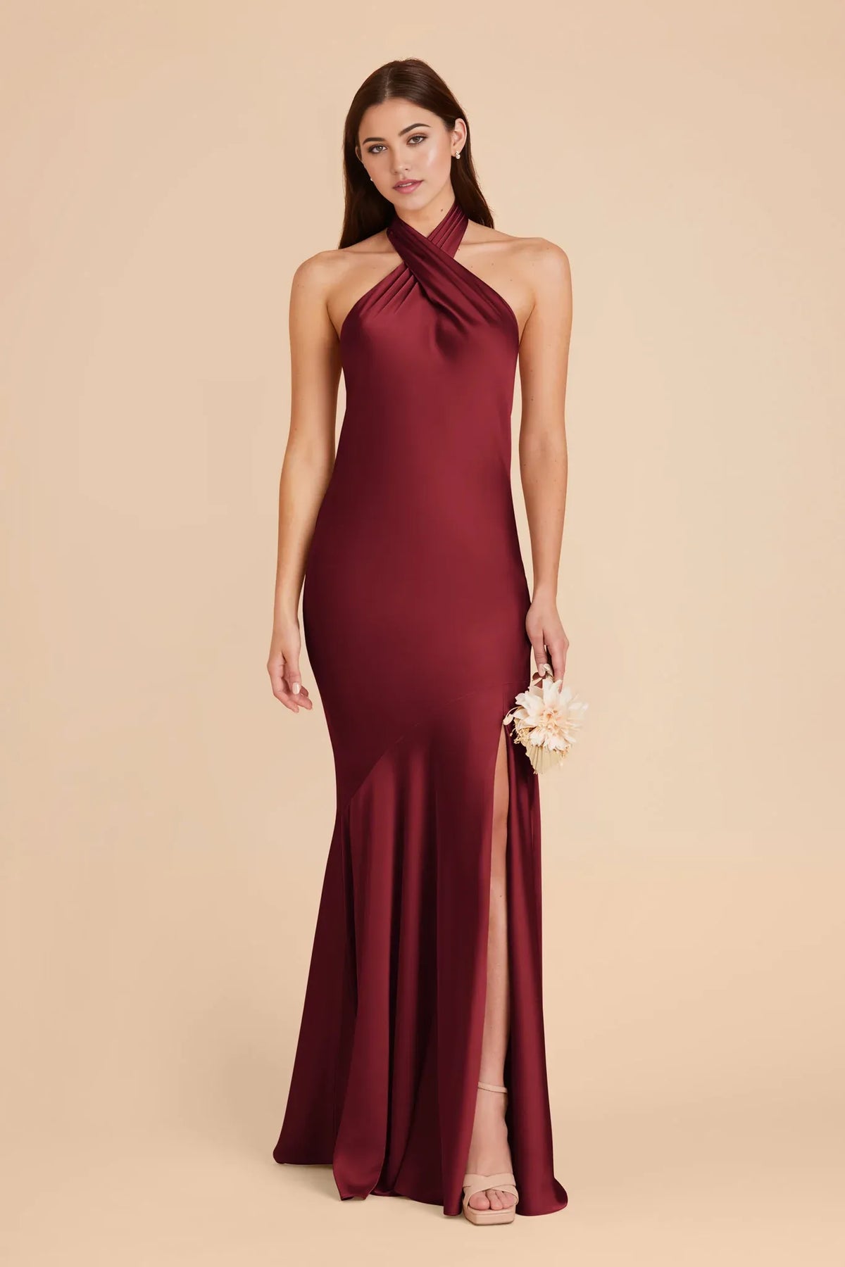 Mermaid Halter Satin Sleeveless Open Back Floor-Length Wedding Dress - Chloe Dress