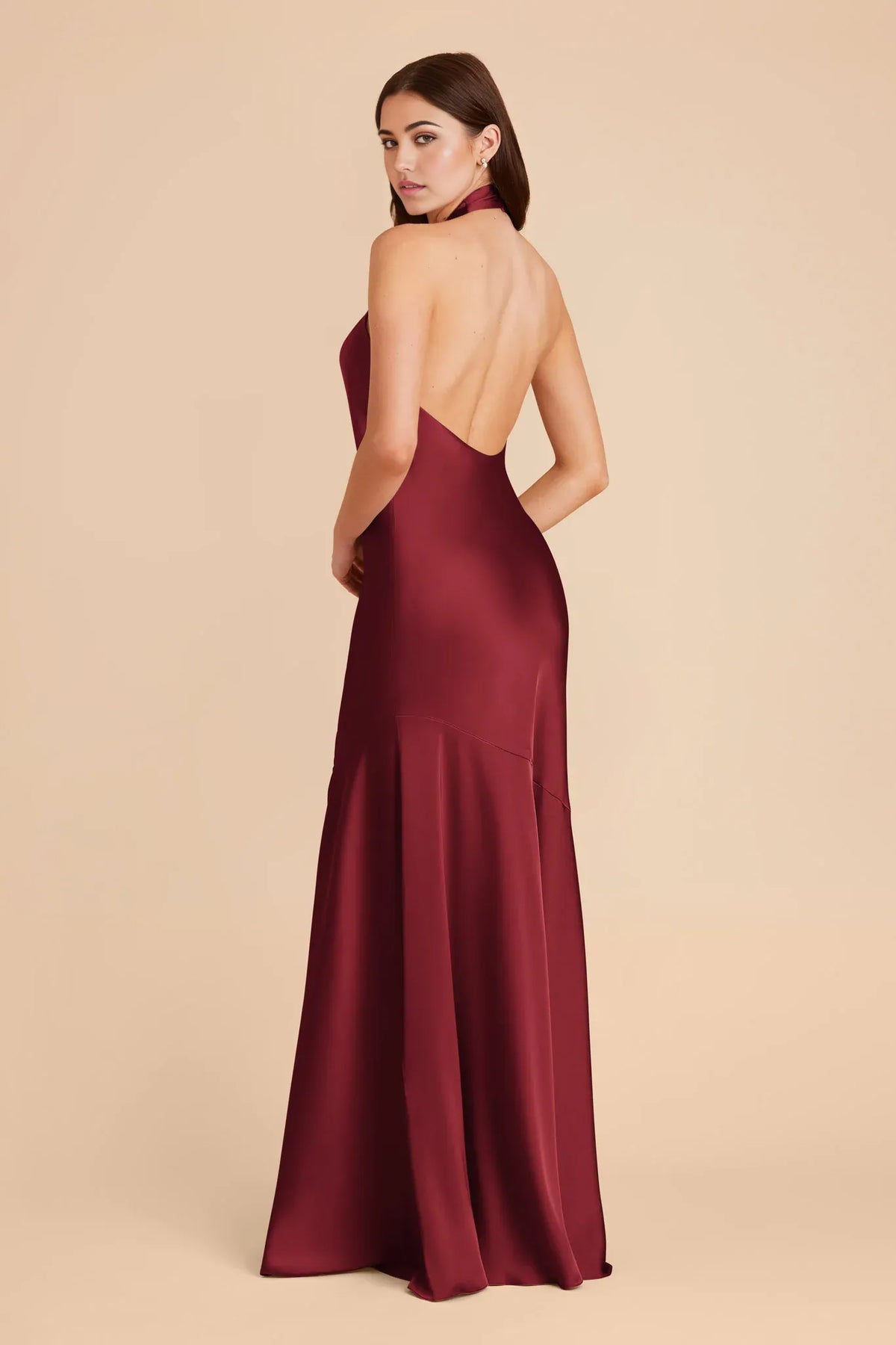 Mermaid Halter Satin Sleeveless Open Back Floor-Length Wedding Dress - Chloe Dress