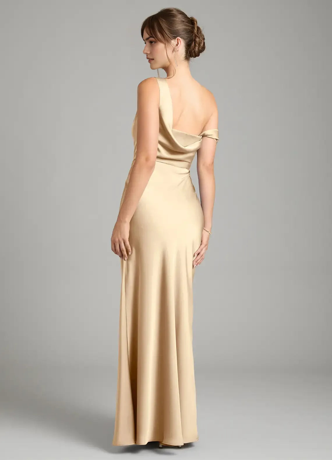Mermaid One-Shoulder Satin Open Back Floor-Length Wedding Dress - Chloe Dress