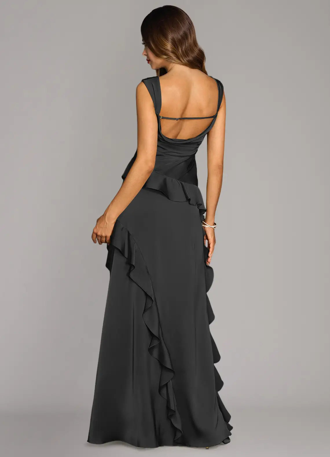 Mermaid Square Neck Satin Sleeveless Floor-Length Wedding Dress - Chloe Dress