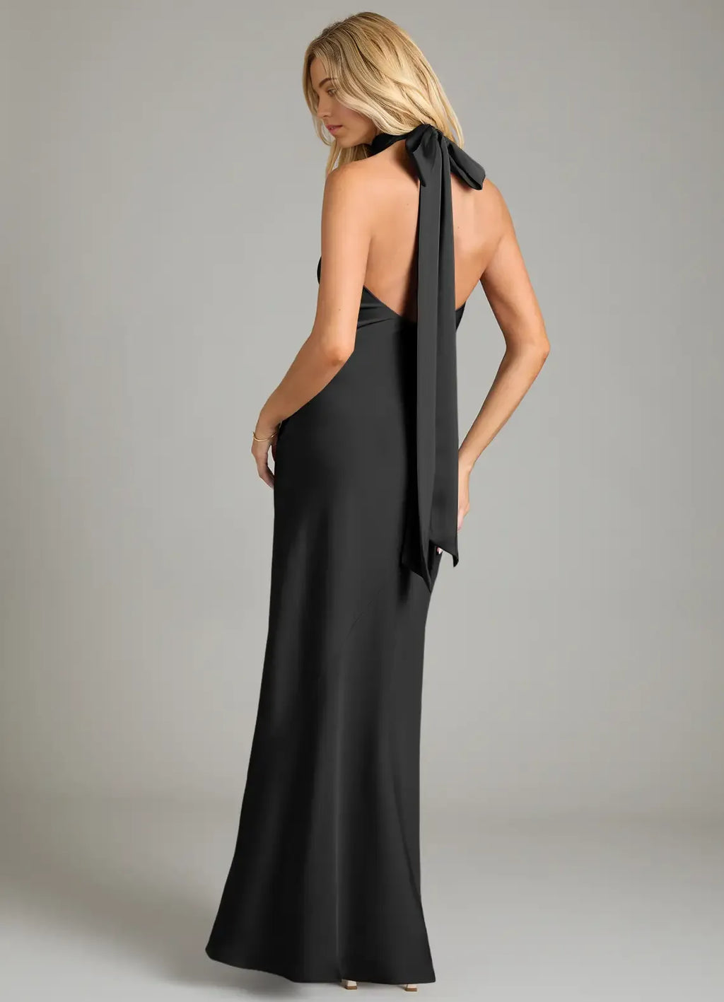 Sheath Halter Satin Sleeveless Floor-Length Wedding Dress - Chloe Dress
