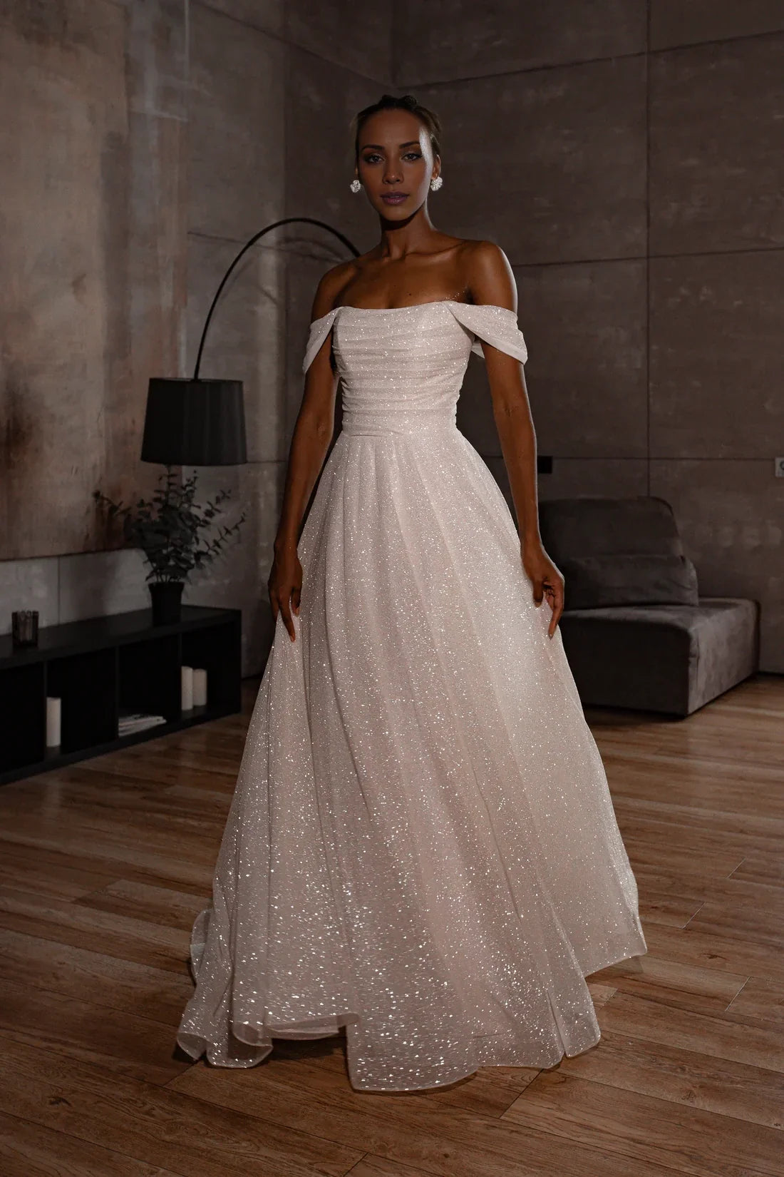 A-Line Off-Shoulder Sleeveless Floor-Length Wedding Dress - Chloe Dress