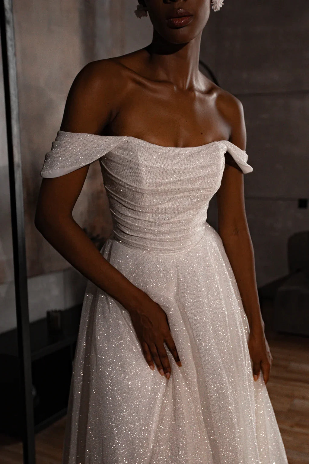 A-Line Off-Shoulder Sleeveless Floor-Length Wedding Dress - Chloe Dress