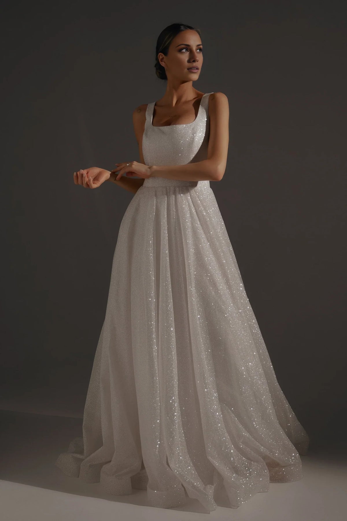 A-Line Square Neck Sleeveless Floor-Length Wedding Dress - Chloe Dress