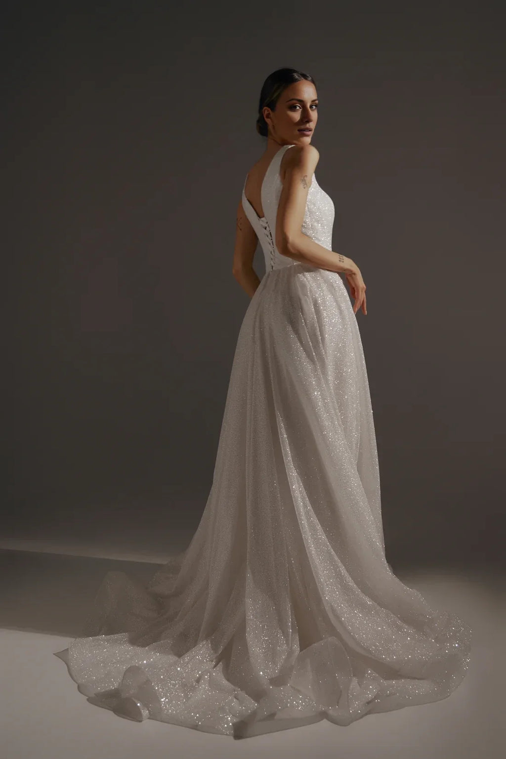A-Line Square Neck Sleeveless Floor-Length Wedding Dress - Chloe Dress