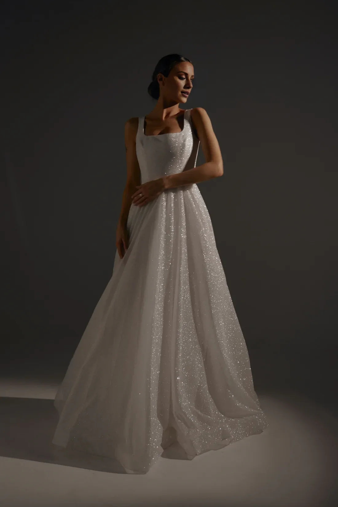 A-Line Square Neck Sleeveless Floor-Length Wedding Dress - Chloe Dress