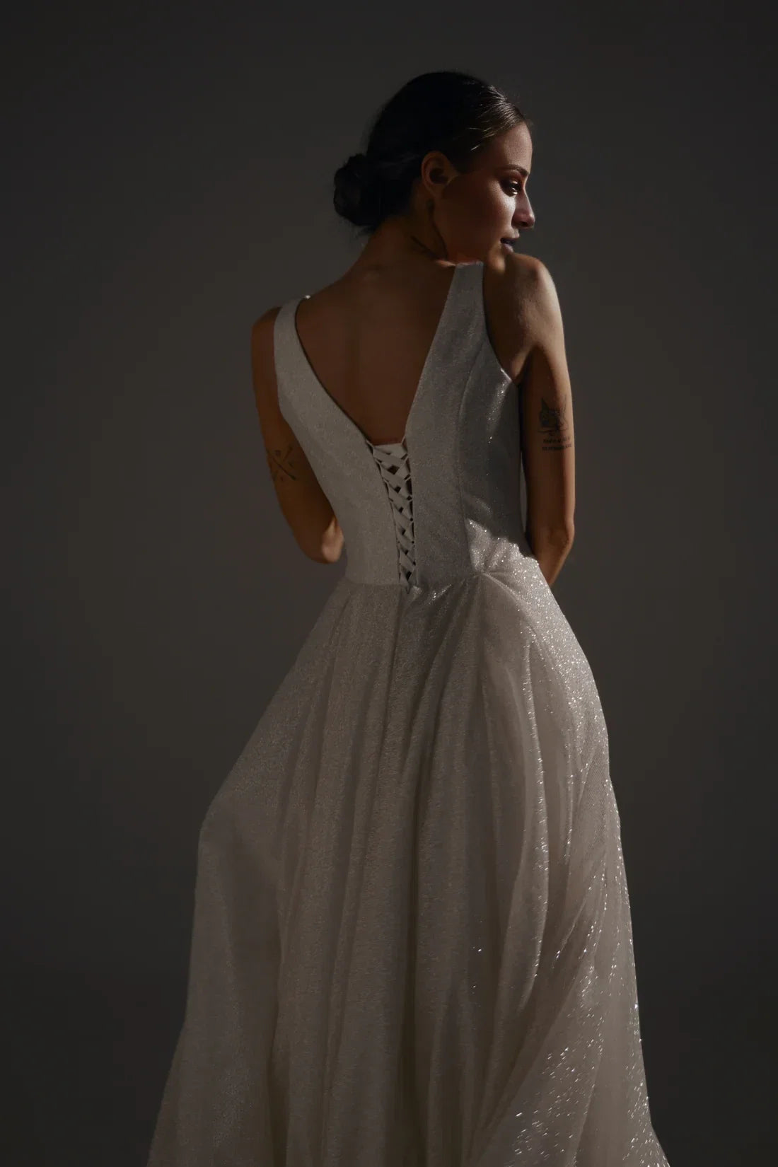 A-Line Square Neck Sleeveless Floor-Length Wedding Dress - Chloe Dress