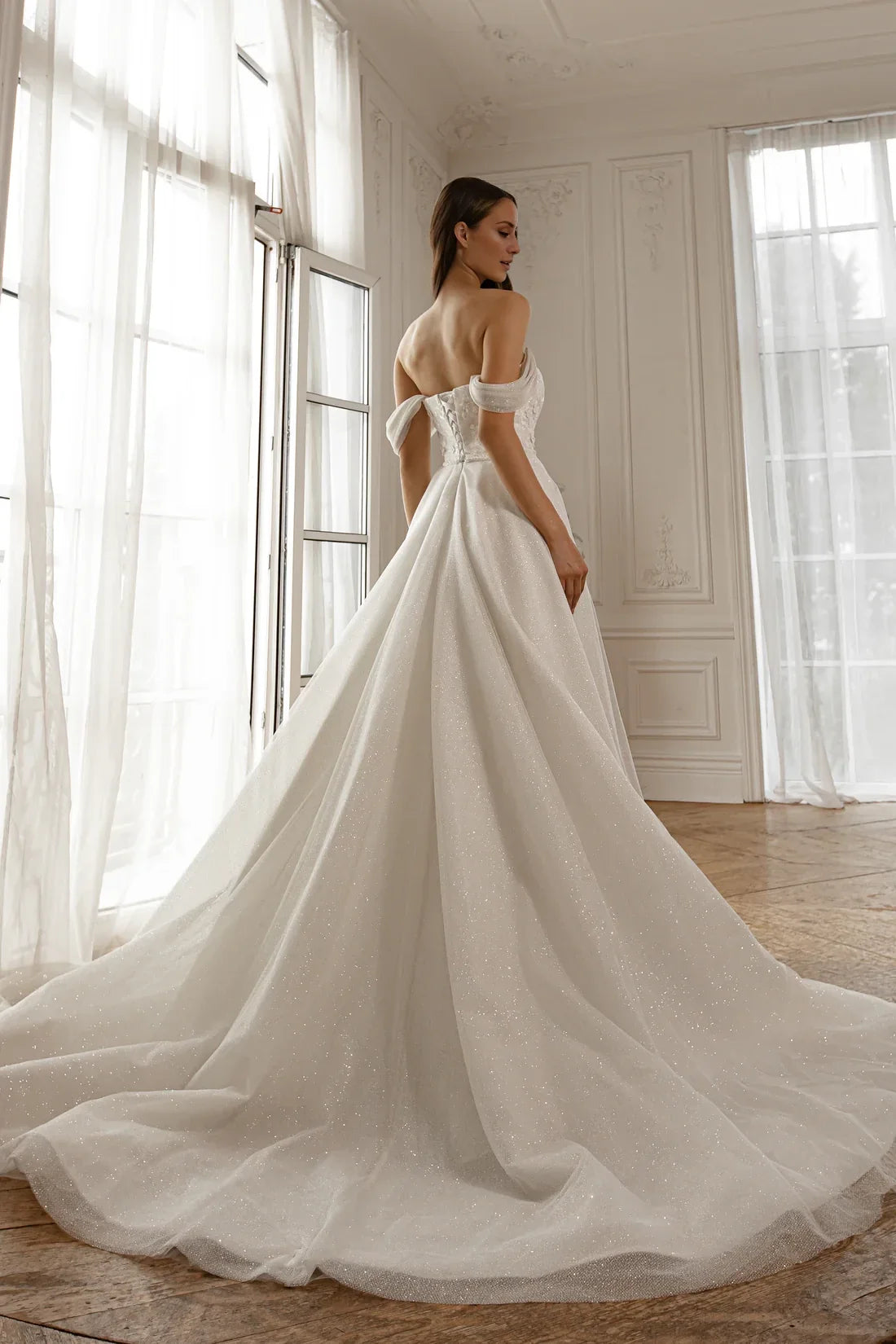 Ball Gown Off-Shoulder Sleeveless Embroidered Floor-Length Wedding Gown - Chloe Dress