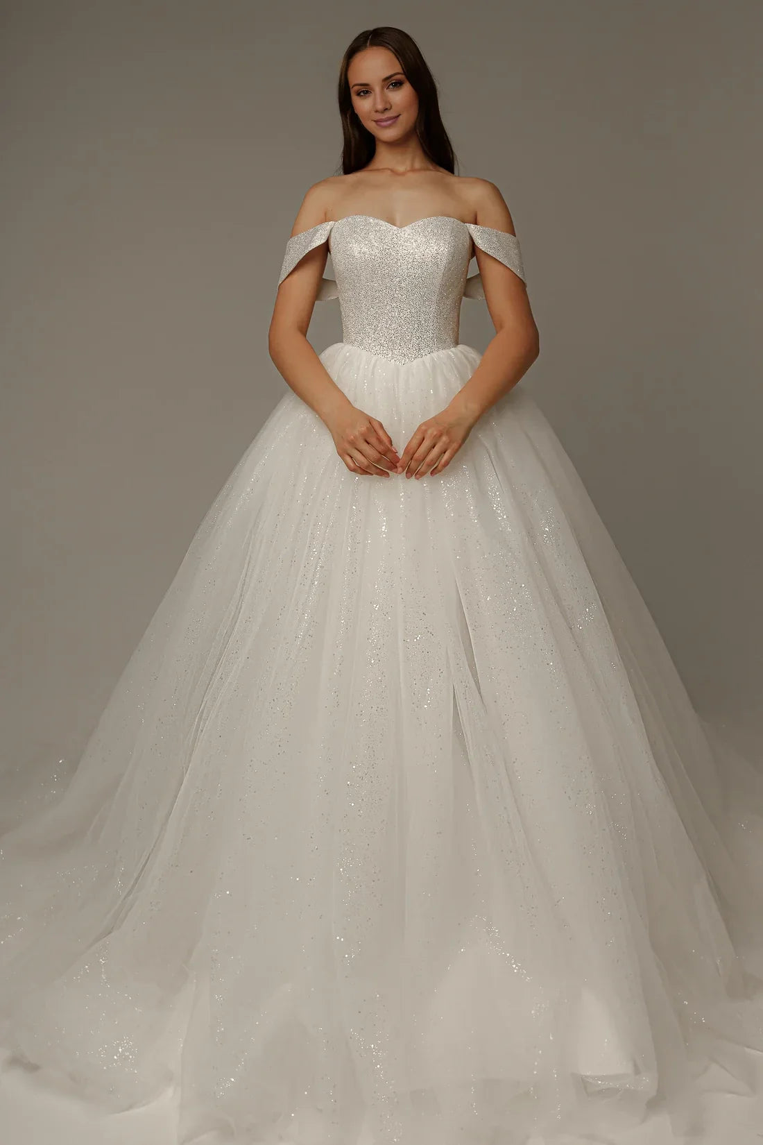 Ball Gown Off-Shoulder Lace Sleeveless Lace-Up Back Floor-Length Wedding Gown - Chloe Dress