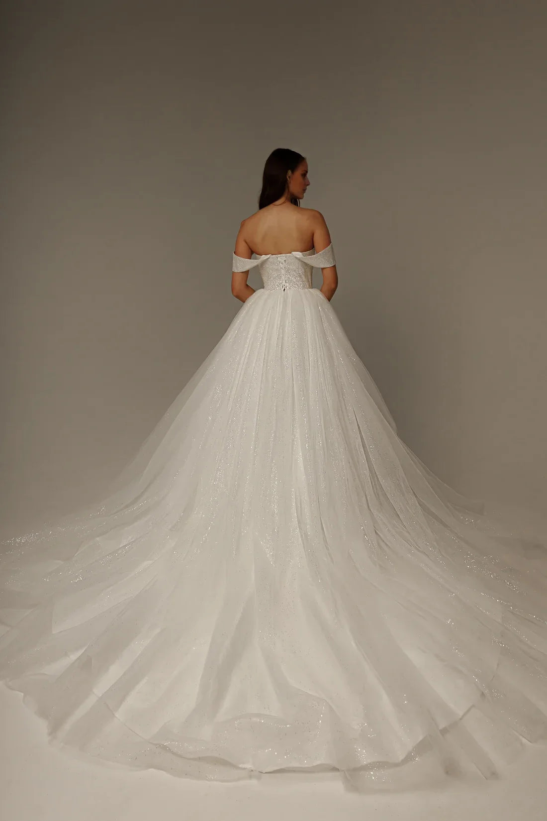 Ball Gown Off-Shoulder Lace Sleeveless Lace-Up Back Floor-Length Wedding Gown - Chloe Dress