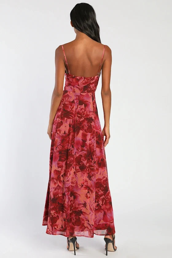 Red A-Line Sweetheart Chiffon High Slit Floor-Length Prom Dress - Chloe Dress