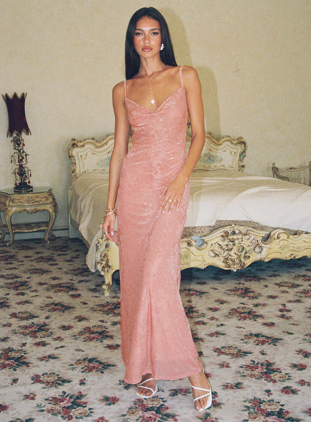 Spaghetti Strap Velvet Open Back Floor-Length Prom Dress - Chloe Dress