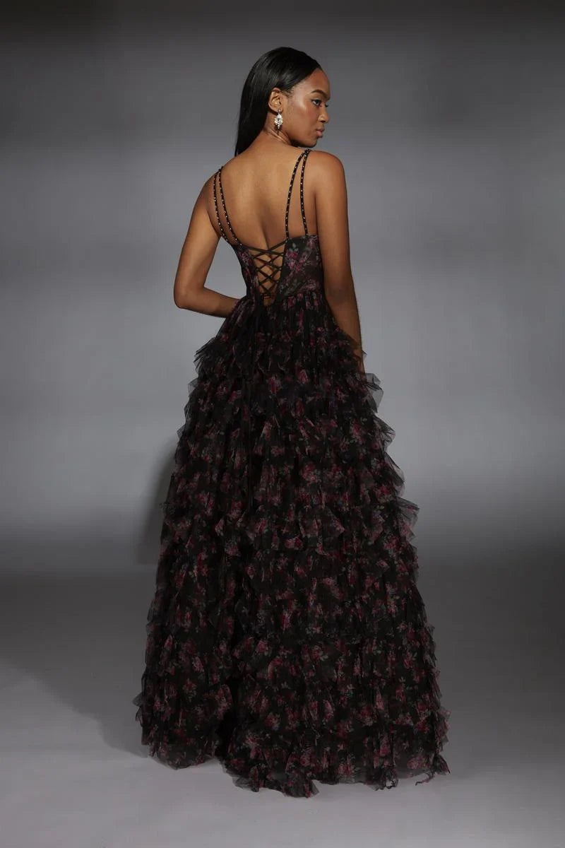 A-Line Sweetheart Lace Ruffled Floor-Length Prom Dress - Chloe Dress
