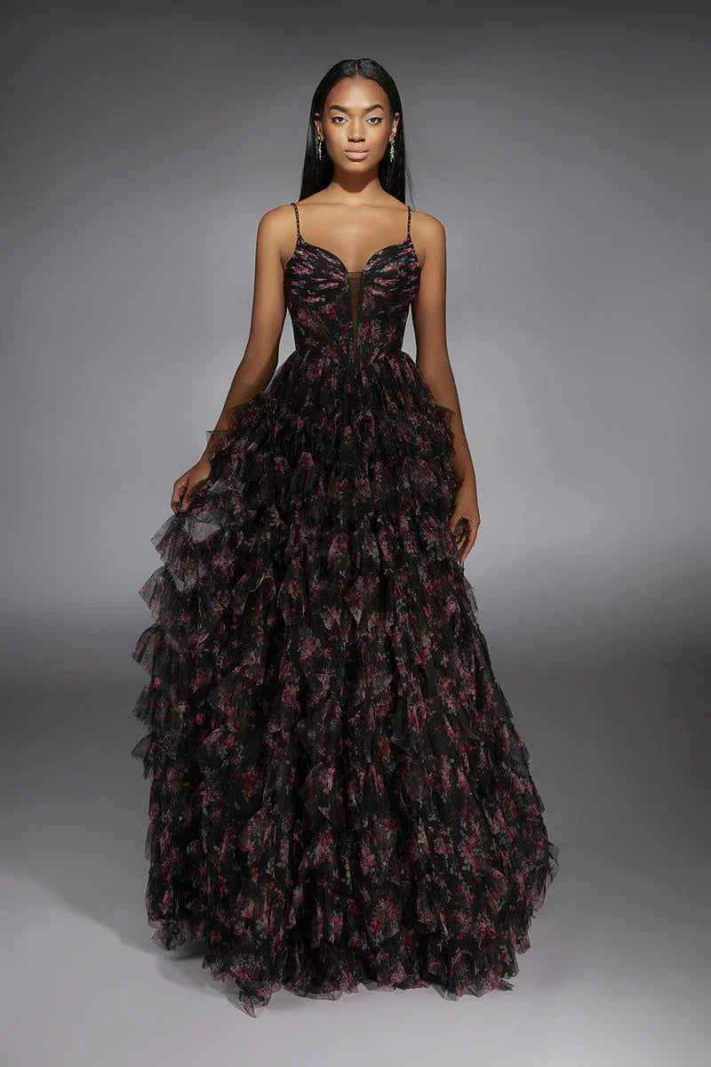 A-Line Sweetheart Lace Ruffled Floor-Length Prom Dress - Chloe Dress