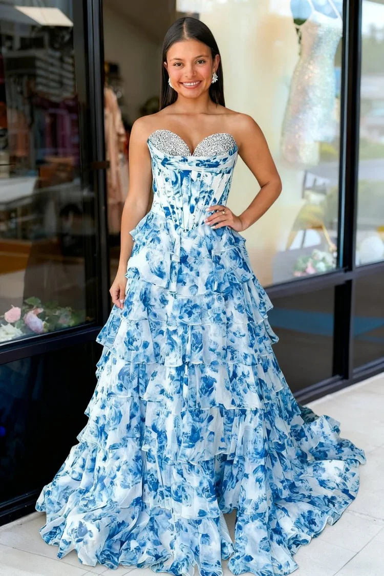 A-Line Sweetheart Lace Ruffled Prom Dress - Chloe Dress