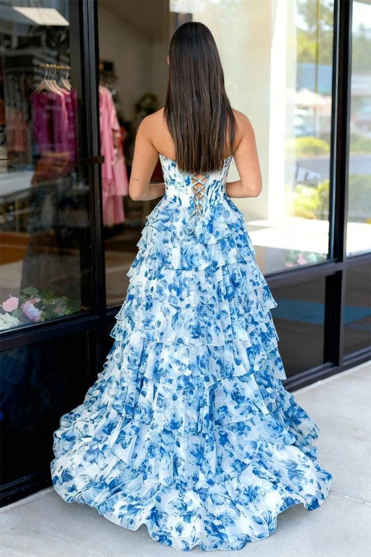 A-Line Sweetheart Lace Ruffled Prom Dress - Chloe Dress