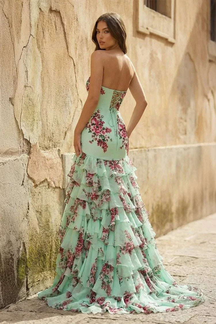 Mermaid Sweetheart Lace Ruffled Prom Dress - Chloe Dress