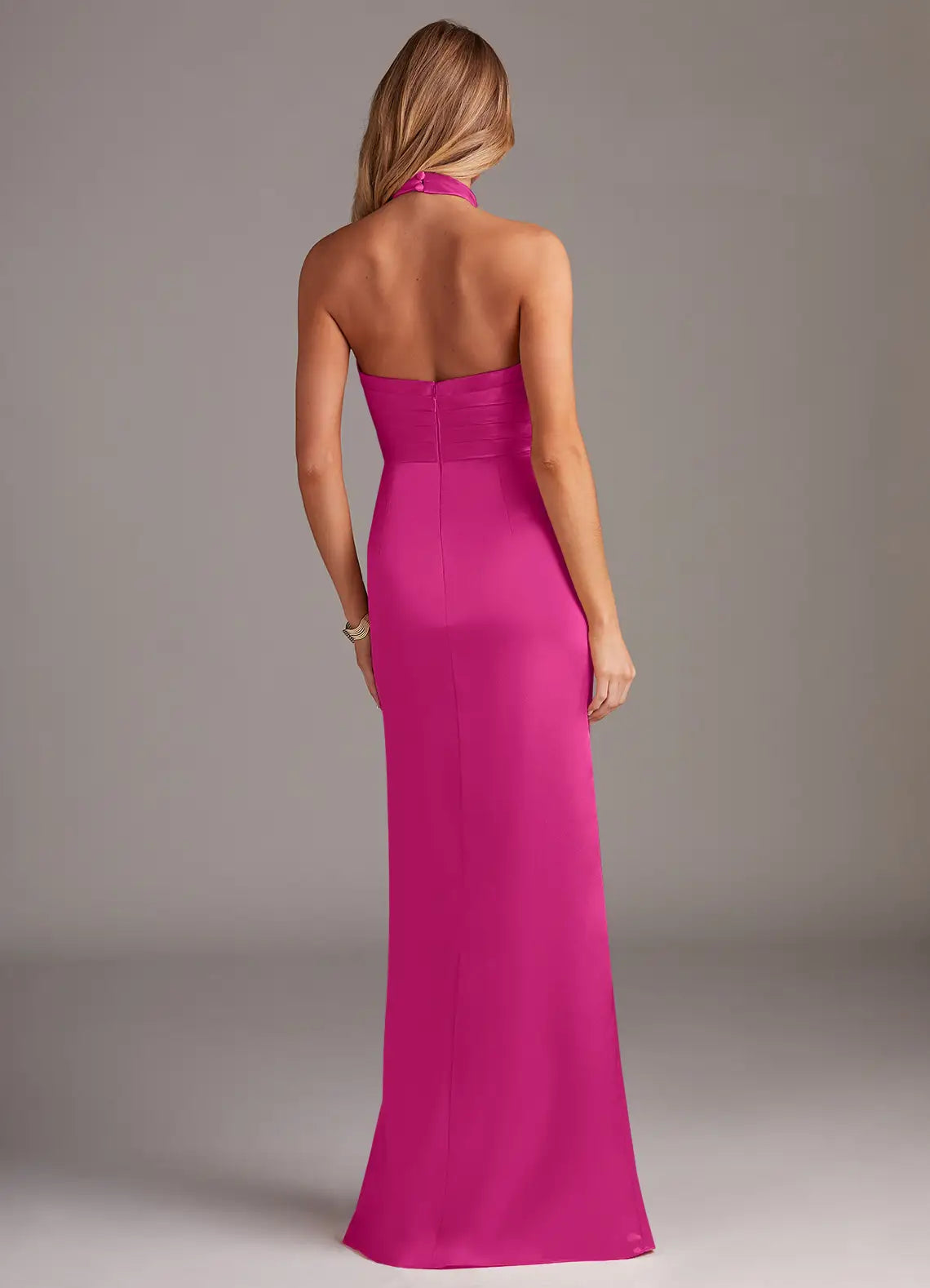 Halter Satin High Slit Floor-Length Wedding Dress - Chloe Dress