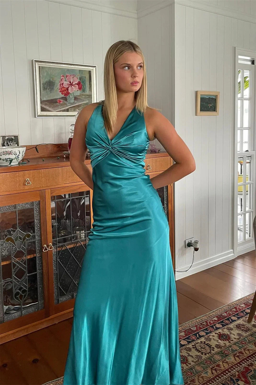 Mermaid Halter Sleeveless Open Back Floor-Length Evening Dress - Chloe Dress