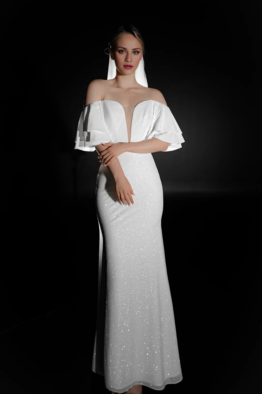 Mermaid Off-Shoulder Ruffled Floor-Length Wedding Dress - Chloe Dress