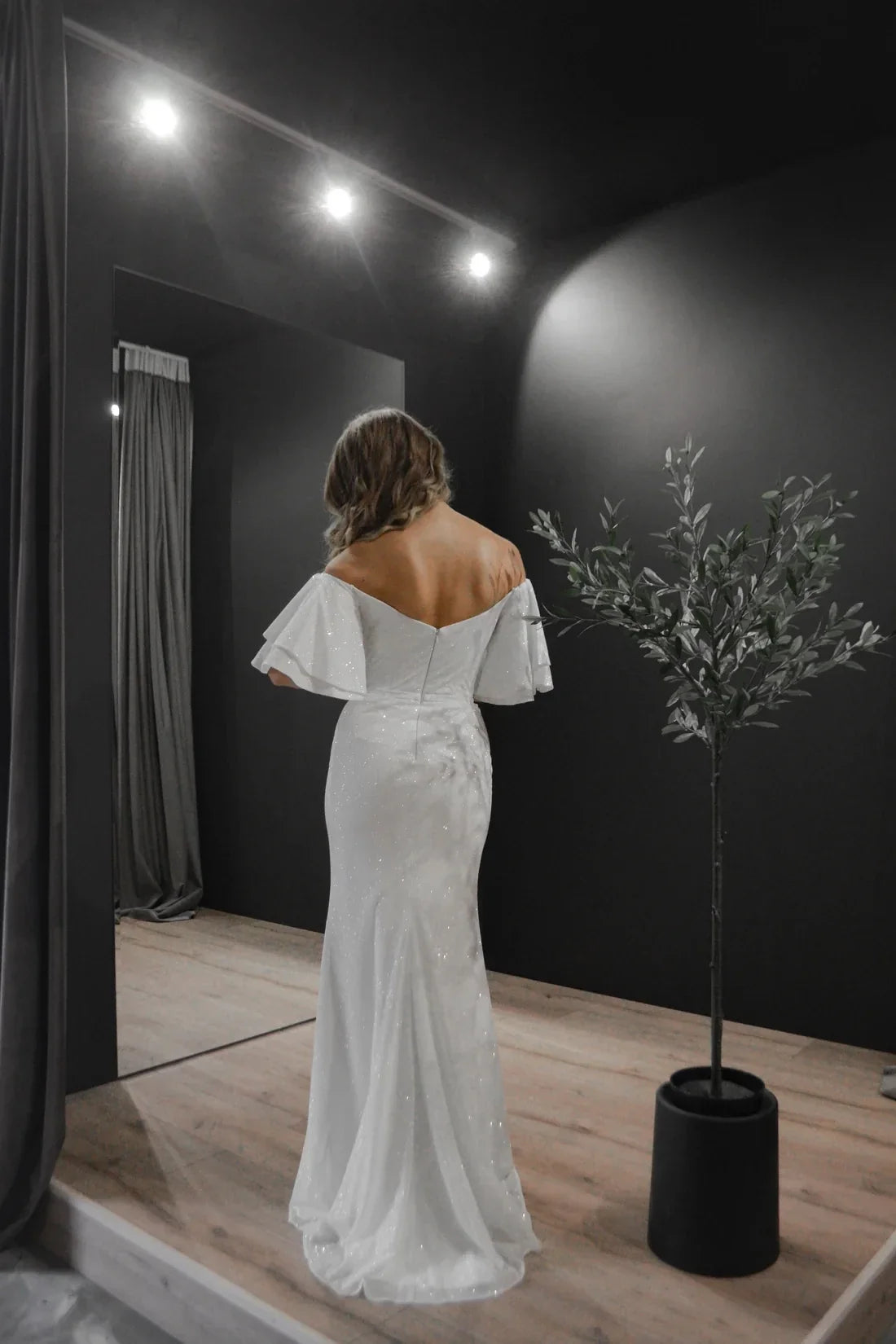 Mermaid Off-Shoulder Ruffled Floor-Length Wedding Dress - Chloe Dress