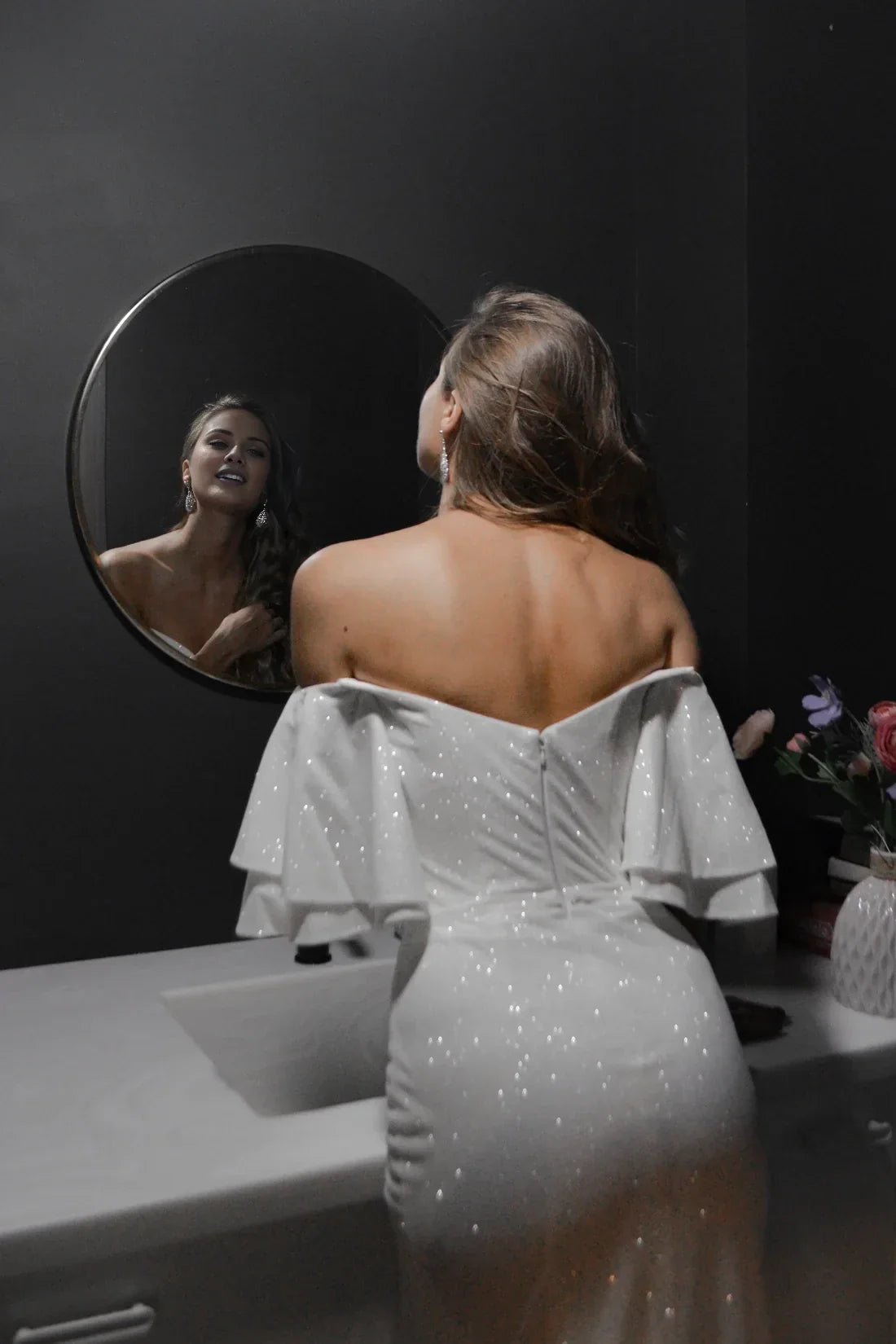 Mermaid Off-Shoulder Ruffled Floor-Length Wedding Dress - Chloe Dress