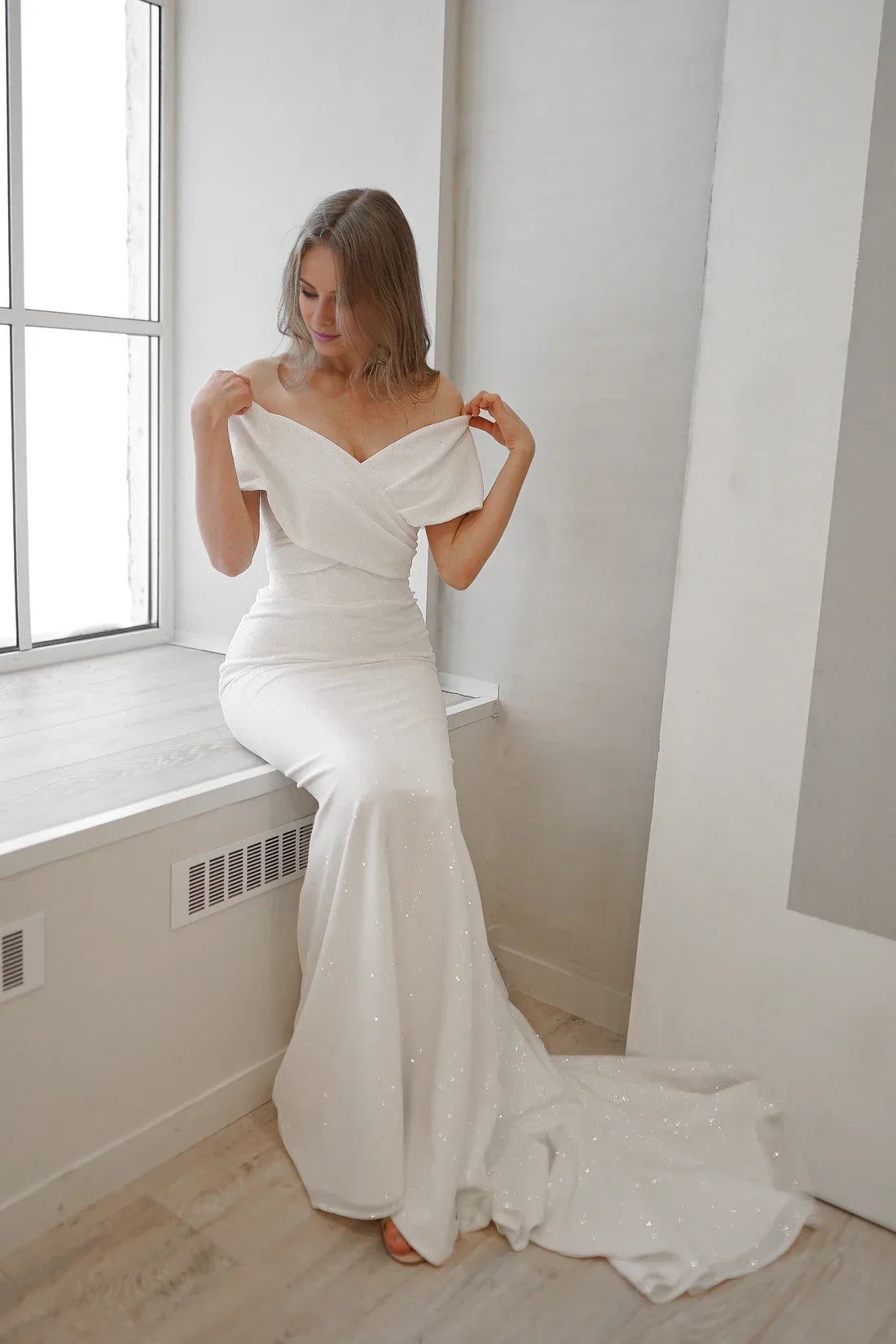 Mermaid Off-Shoulder Sleeveless Floor-Length Wedding Dress - Chloe Dress
