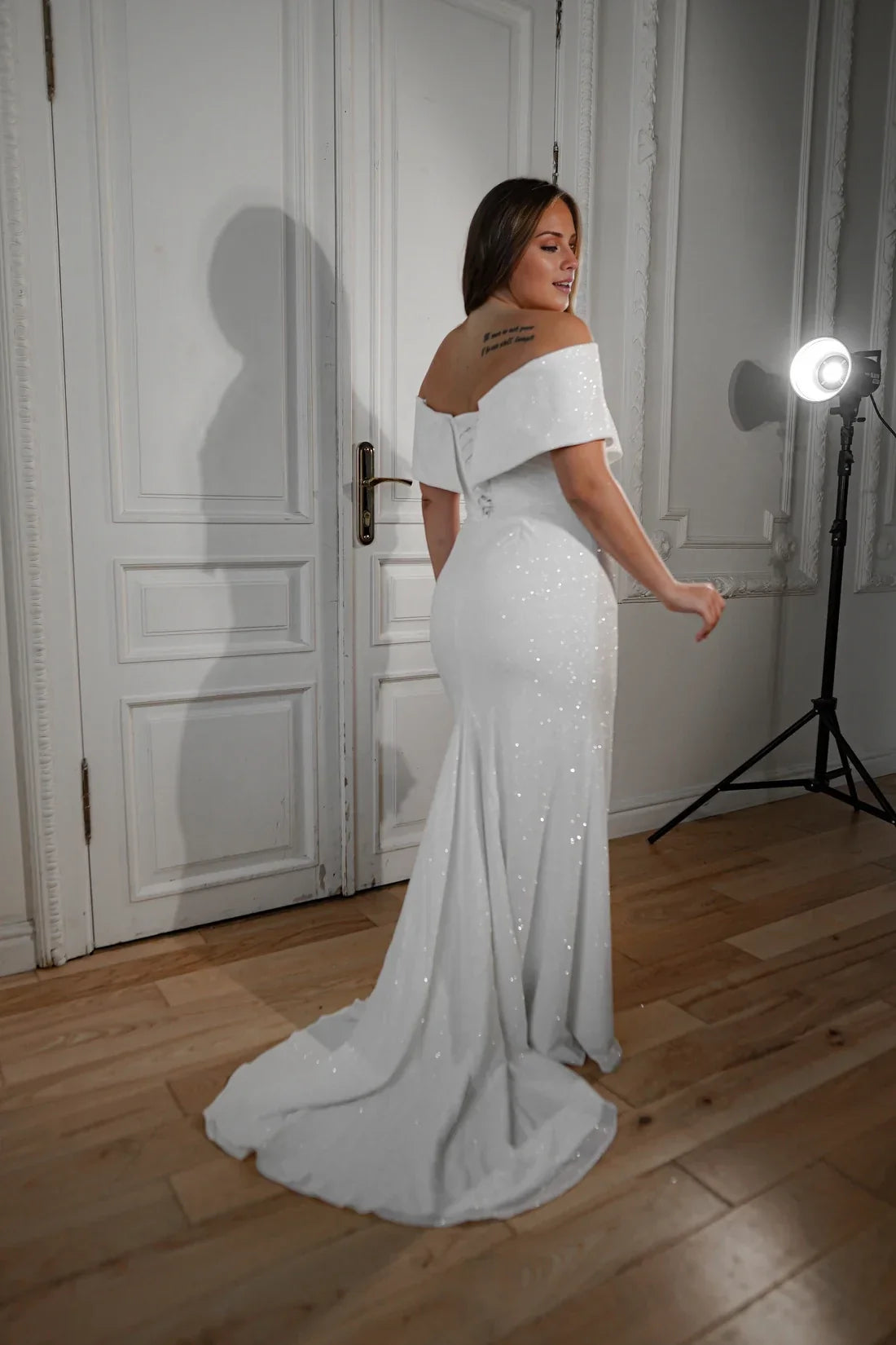 Mermaid Off-Shoulder Sleeveless Floor-Length Wedding Dress - Chloe Dress
