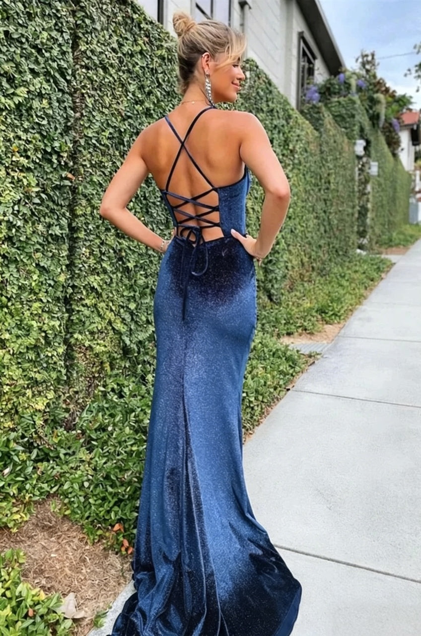 Mermaid Sweetheart Lace Lace-Up Back High Slit Floor-Length Evening Dress - Chloe Dress