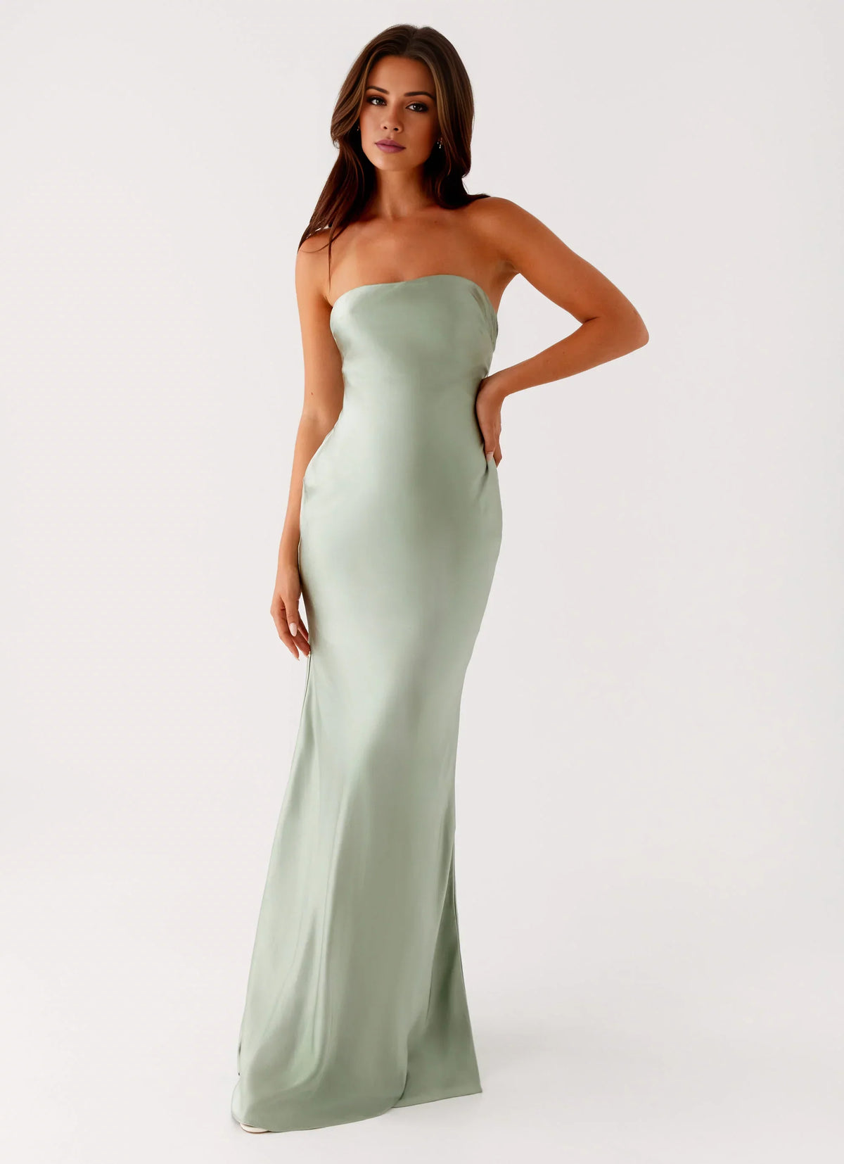 Mermaid Strapless Satin Sleeveless Floor-Length Prom Dress - Chloe Dress