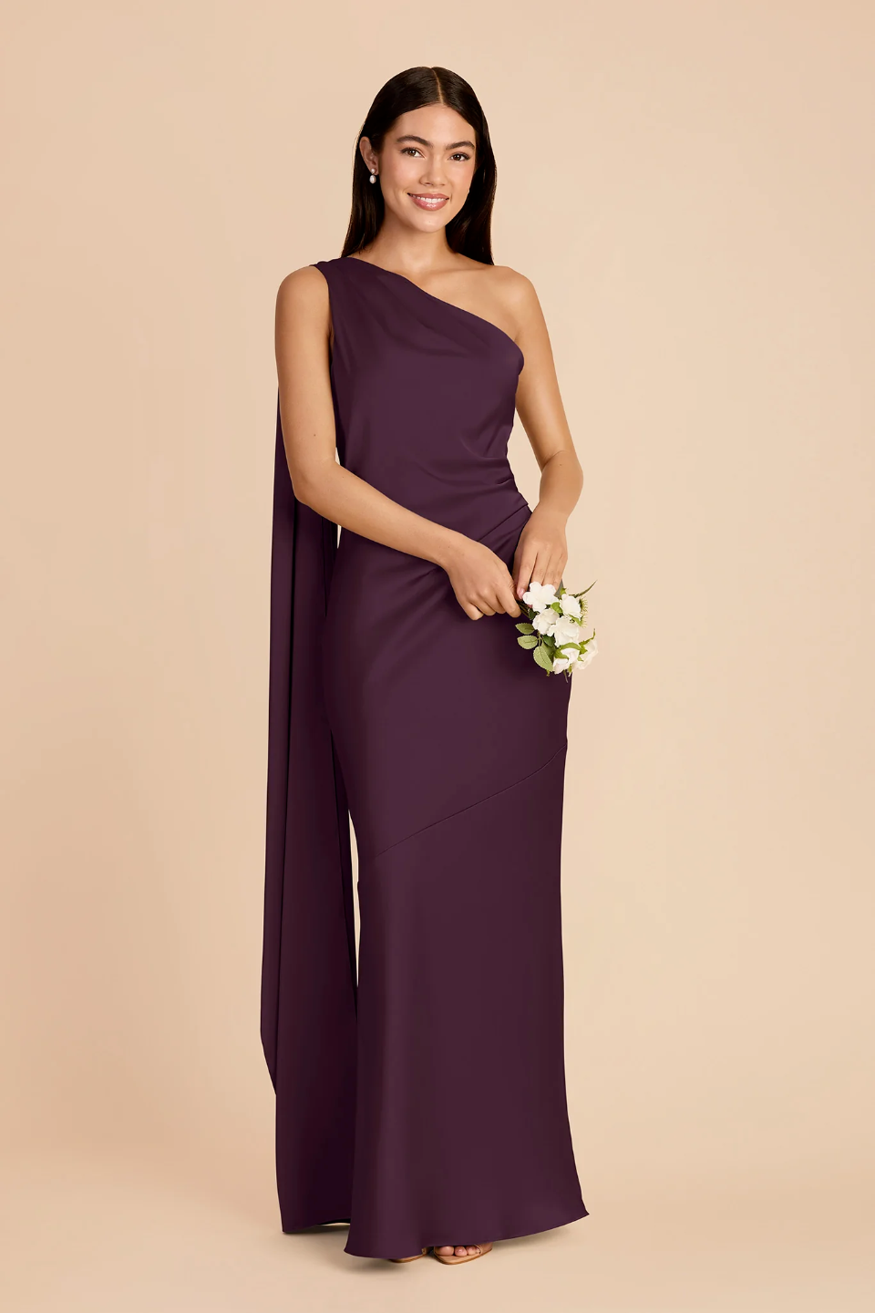 One-Shoulder Satin High Slit Wedding Dress - Chloe Dress