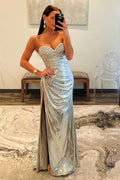 Strapless Satin High Slit Prom Dress - Chloe Dress