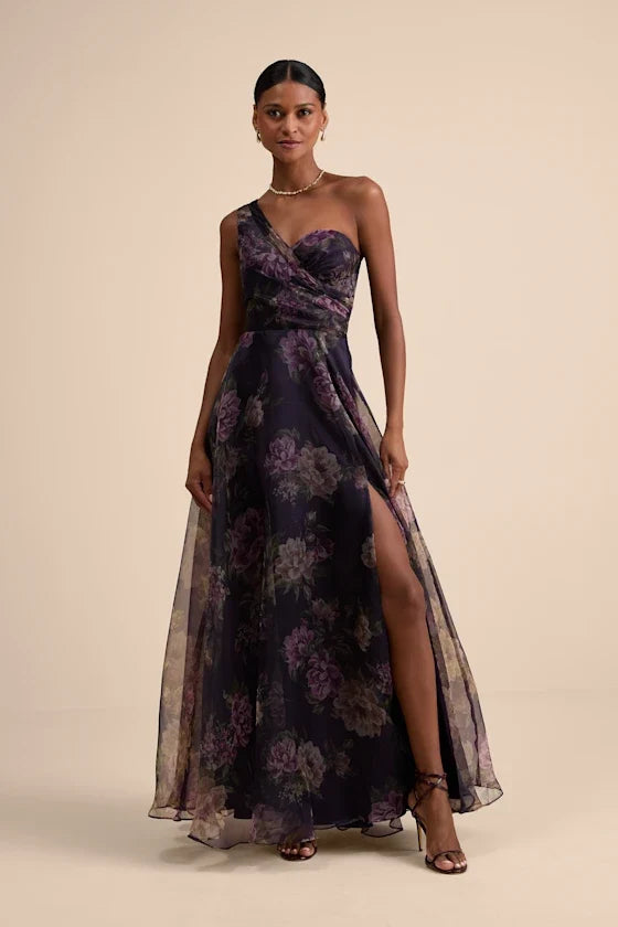 A-Line One-Shoulder Sleeveless Floor-Length Prom Dress - Chloe Dress