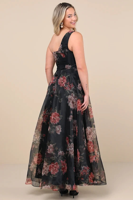 A-Line One-Shoulder Sleeveless Floor-Length Prom Dress - Chloe Dress