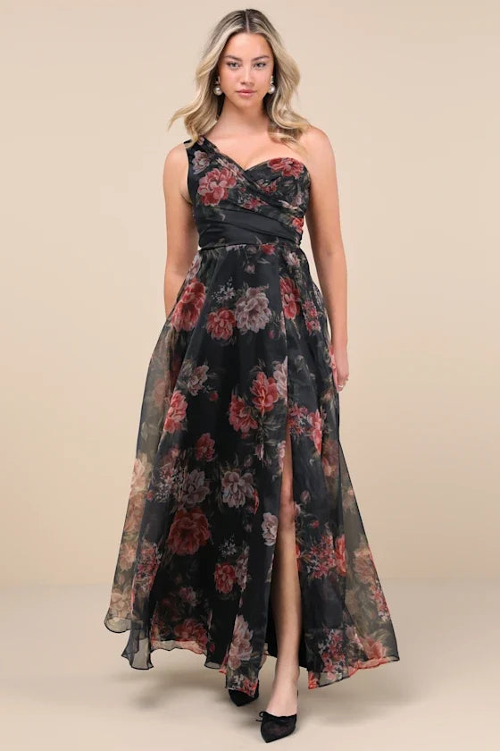 A-Line One-Shoulder Sleeveless Floor-Length Prom Dress - Chloe Dress