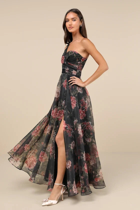 A-Line One-Shoulder Sleeveless Floor-Length Prom Dress - Chloe Dress