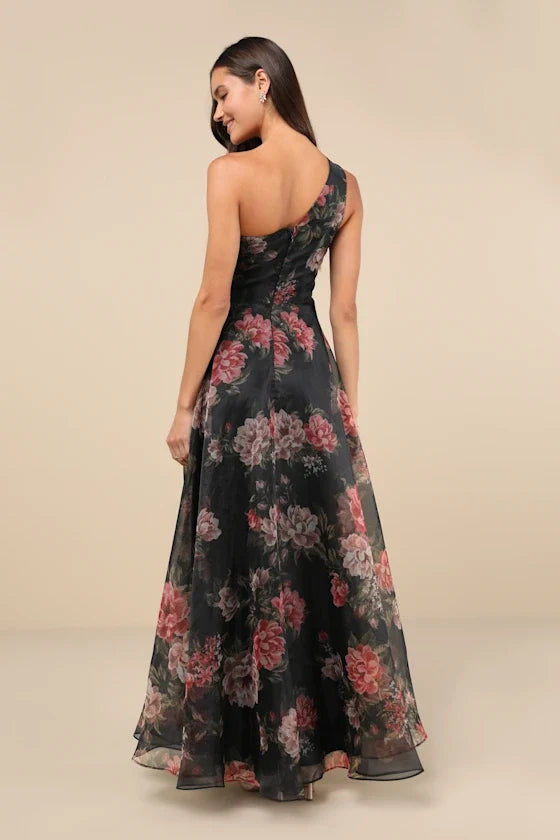A-Line One-Shoulder Sleeveless Floor-Length Prom Dress - Chloe Dress