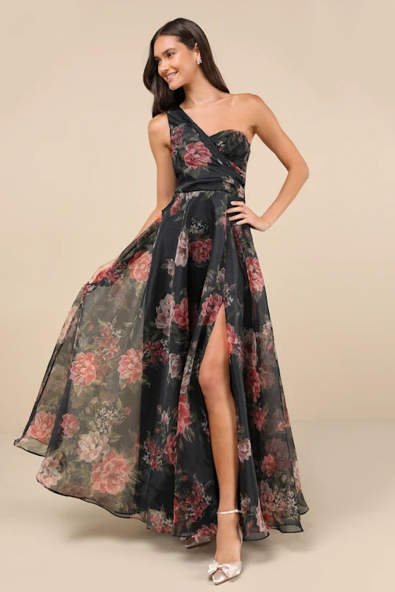 A-Line One-Shoulder Sleeveless Floor-Length Prom Dress - Chloe Dress