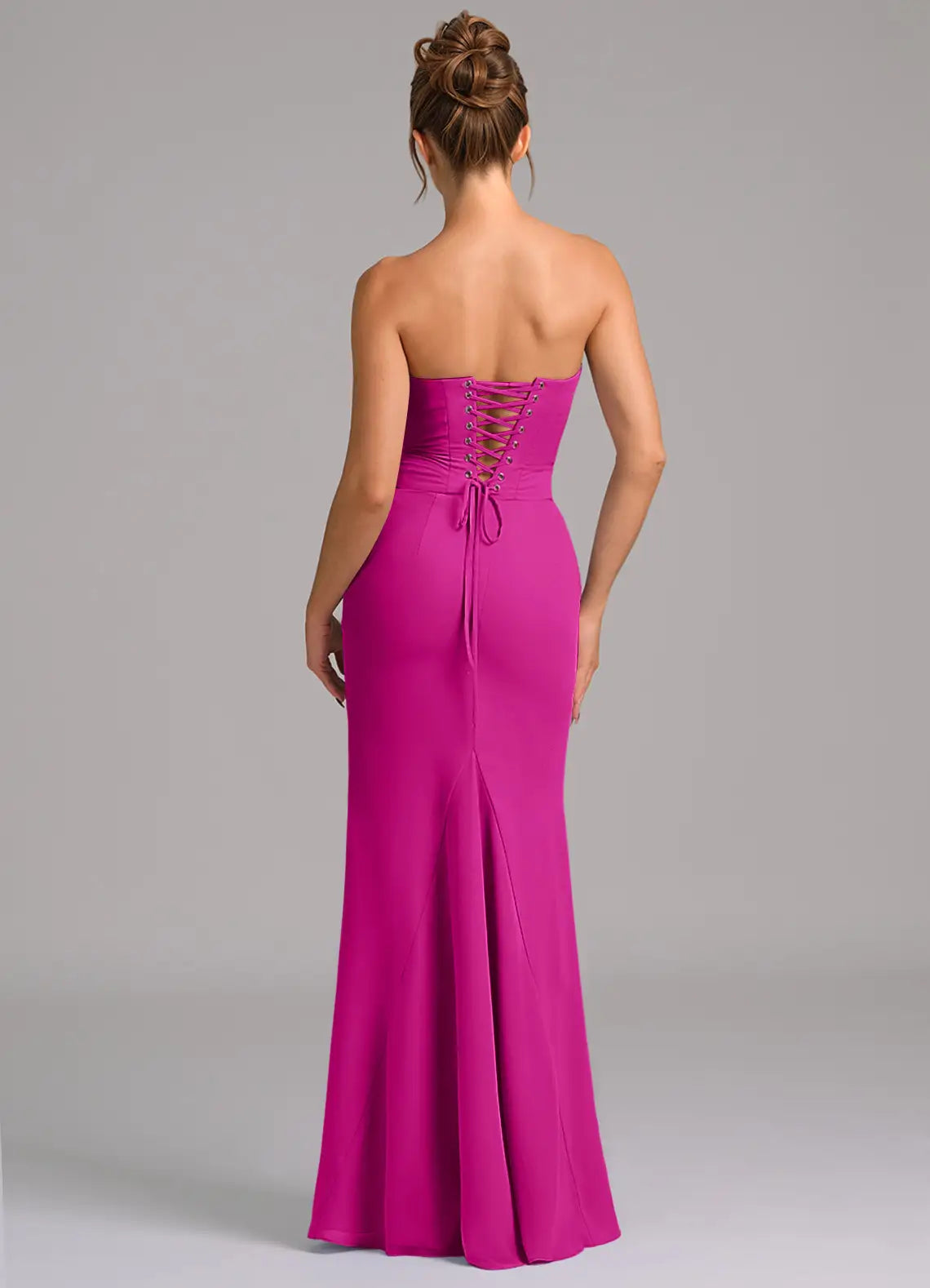 Strapless Lace-Up Back Floor-Length Wedding Dress - Chloe Dress